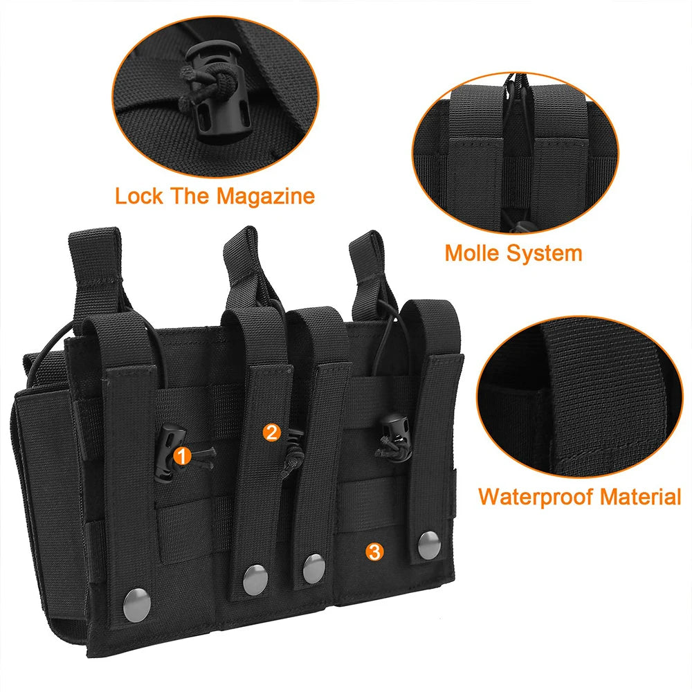 1000D Tactical Double/Triple Mag Pouch Molle Open-Top Triple Magazine Pouch Rifle Carrier Holster for M4 M14 M16 AK