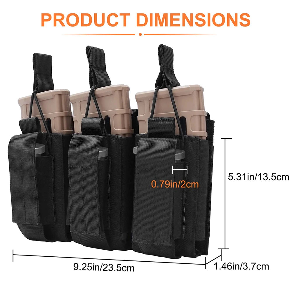 1000D Tactical Double/Triple Mag Pouch Molle Open-Top Triple Magazine Pouch Rifle Carrier Holster for M4 M14 M16 AK