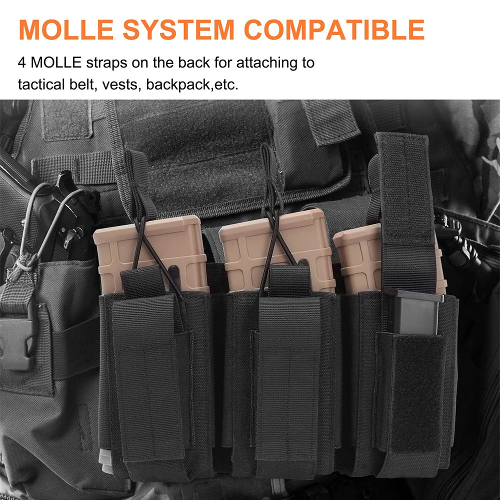 1000D Tactical Double/Triple Mag Pouch Molle Open-Top Triple Magazine Pouch Rifle Carrier Holster for M4 M14 M16 AK