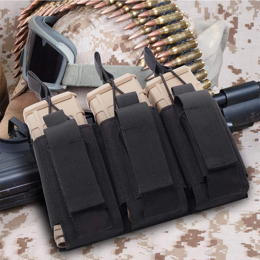 1000D Tactical Double/Triple Mag Pouch Molle Open-Top Triple Magazine Pouch Rifle Carrier Holster for M4 M14 M16 AK