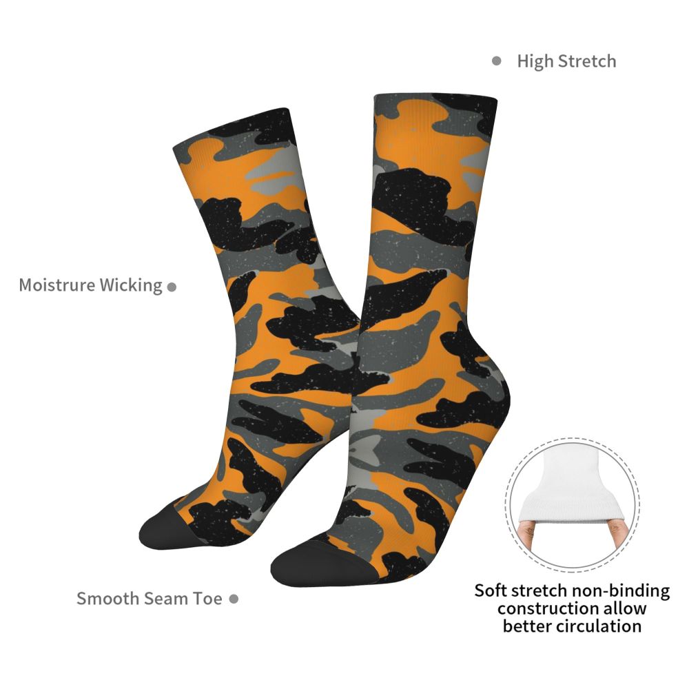 Camo Style Black Military Camouflage Dress Socks Men Women Warm Funny Novelty Crew Socks