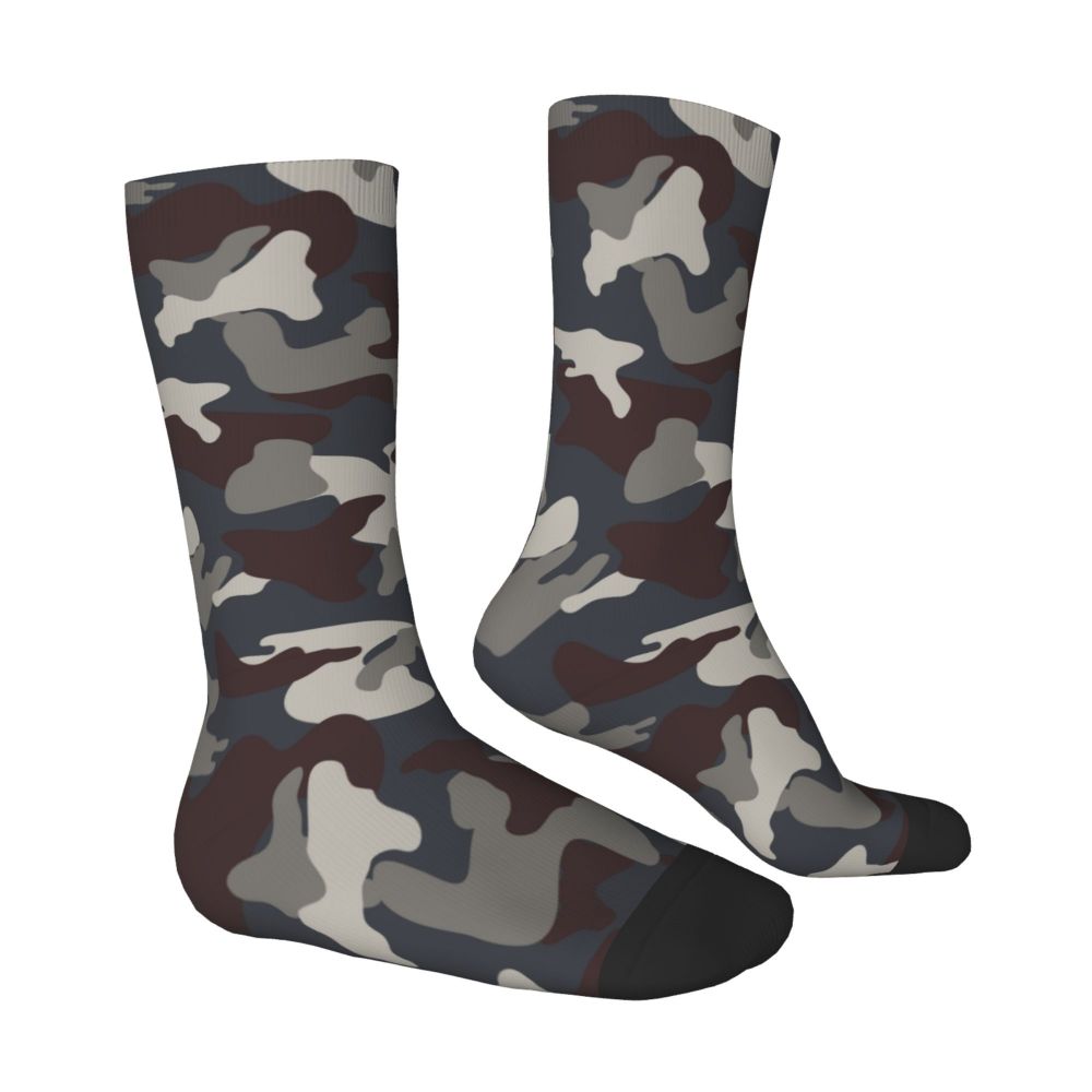 Camo Style Black Military Camouflage Dress Socks Men Women Warm Funny Novelty Crew Socks