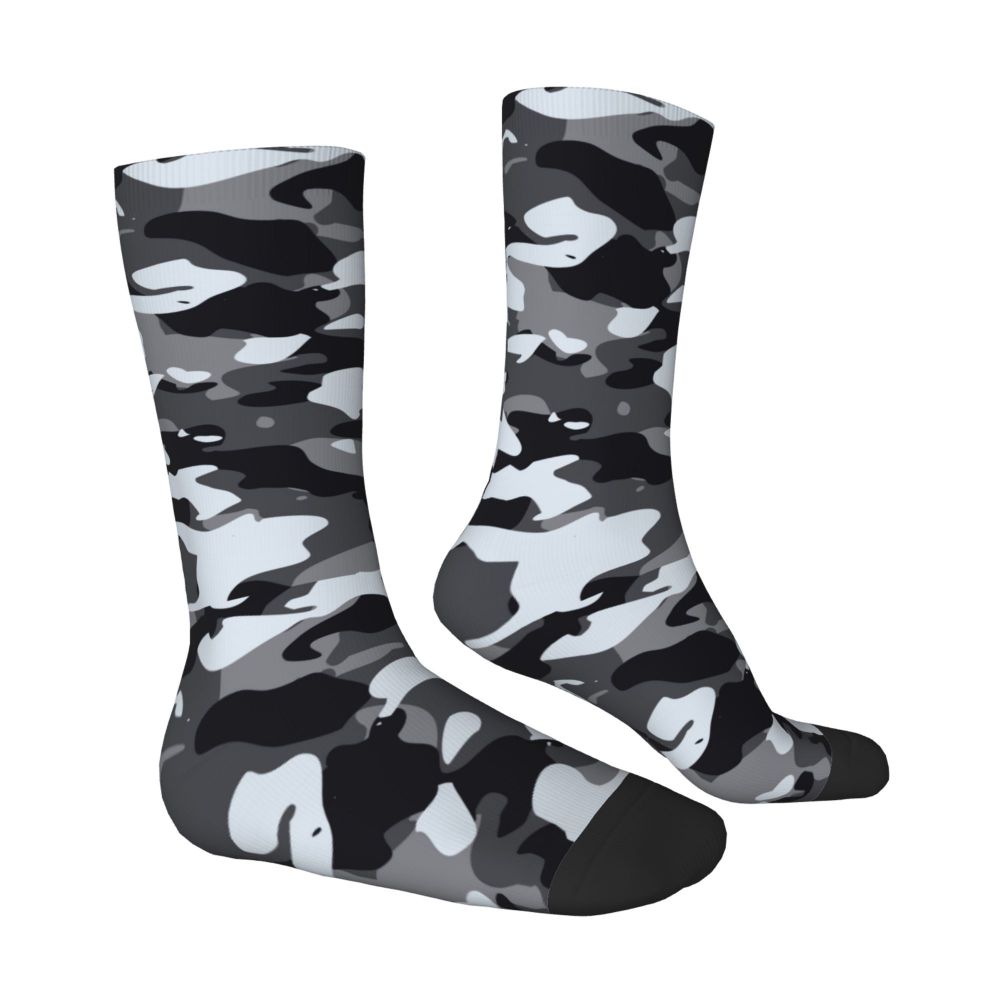 Camo Style Black Military Camouflage Dress Socks Men Women Warm Funny Novelty Crew Socks