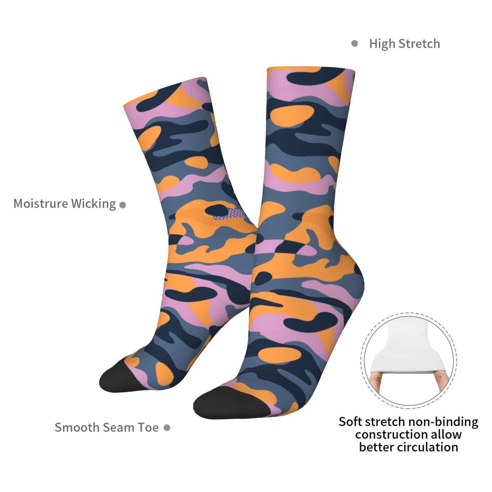 Camo Style Black Military Camouflage Dress Socks Men Women Warm Funny Novelty Crew Socks