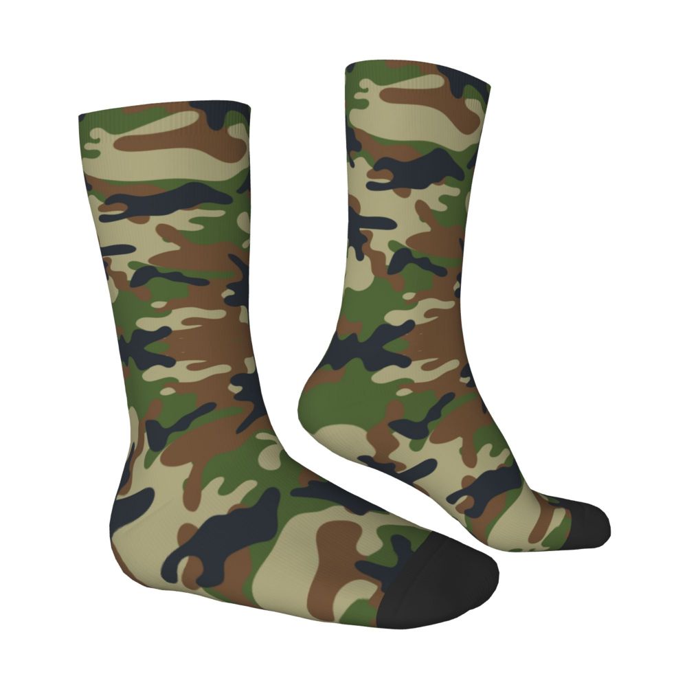 Camo Style Black Military Camouflage Dress Socks Men Women Warm Funny Novelty Crew Socks