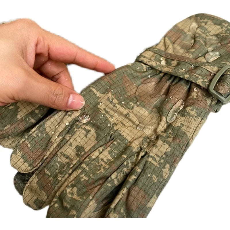 Tactical Camouflage Sports Gloves, Windproof, Waterproof, Plush, Warm, Outdoor Riding, Autumn and Winter