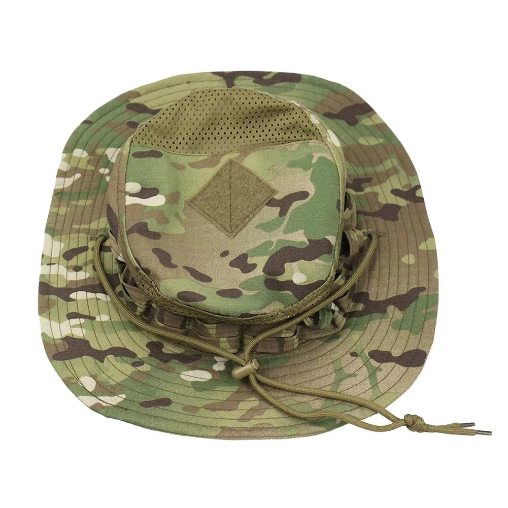 Men's Panama Hat Bucket Hat Tactical Sunscreen Camouflage Outdoor Travel Climbing Fishing Caps Training Beach Men's Hiking Hat