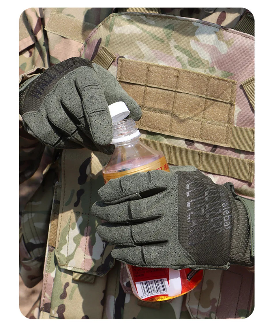 Men Tactical Gloves Airsoft Full Finger Gloves Outdoor Touchable Hiking Cycling Combat Shooting Camouflage Anti-Skid Mittens