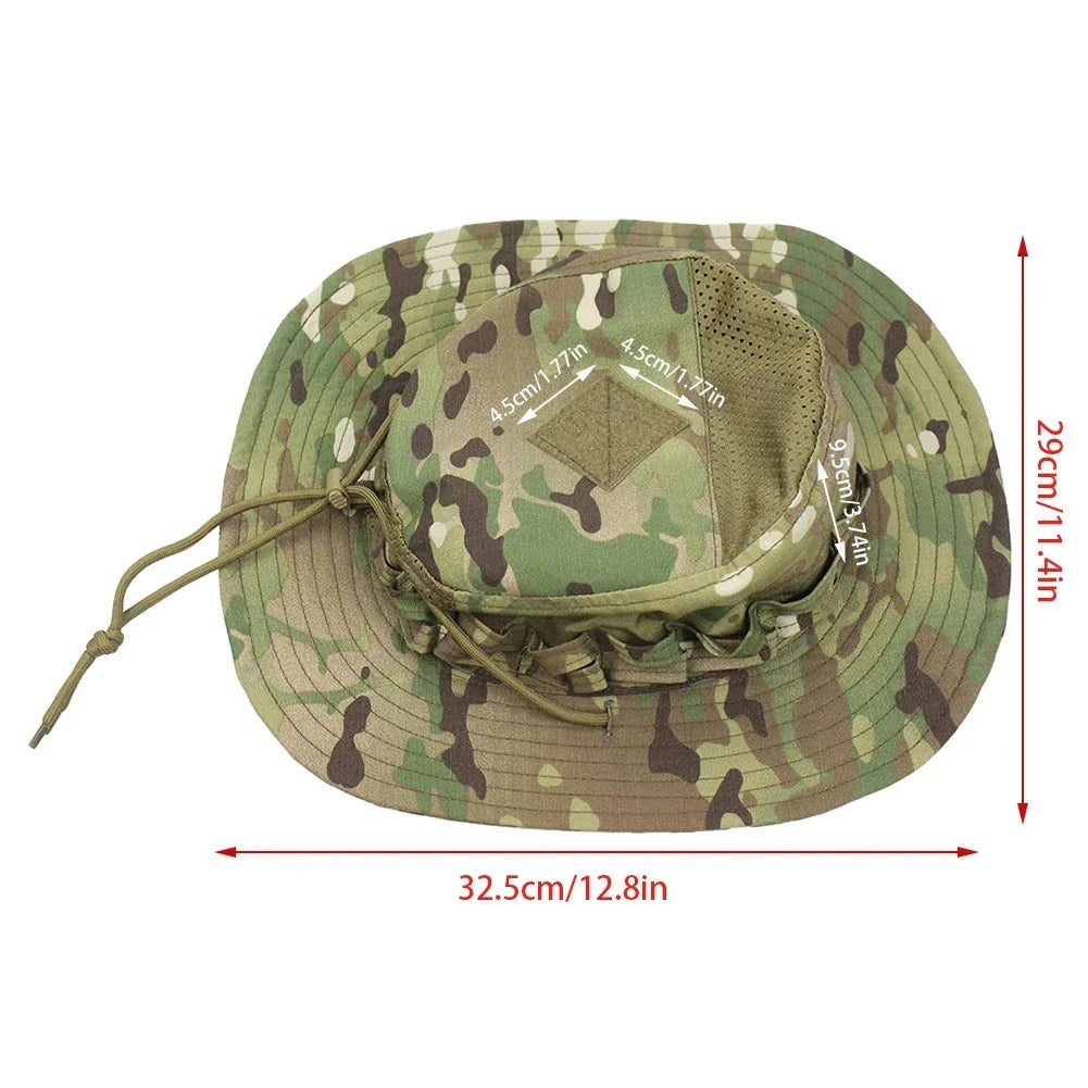 Men's Panama Hat Bucket Hat Tactical Sunscreen Camouflage Outdoor Travel Climbing Fishing Caps Training Beach Men's Hiking Hat