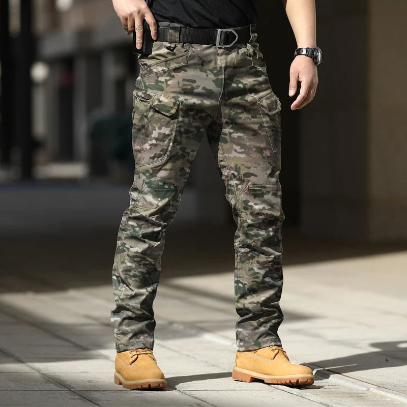 Army Style Camouflage Print Slim Fit Pants Men Fall Leisure Pockets Stretch Trousers Spring Men Casual Straight Long Pant