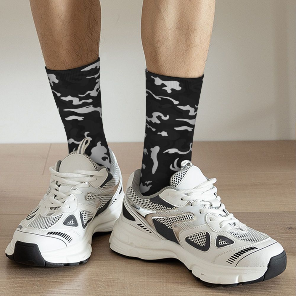 Camo Style Black Military Camouflage Dress Socks Men Women Warm Funny Novelty Crew Socks