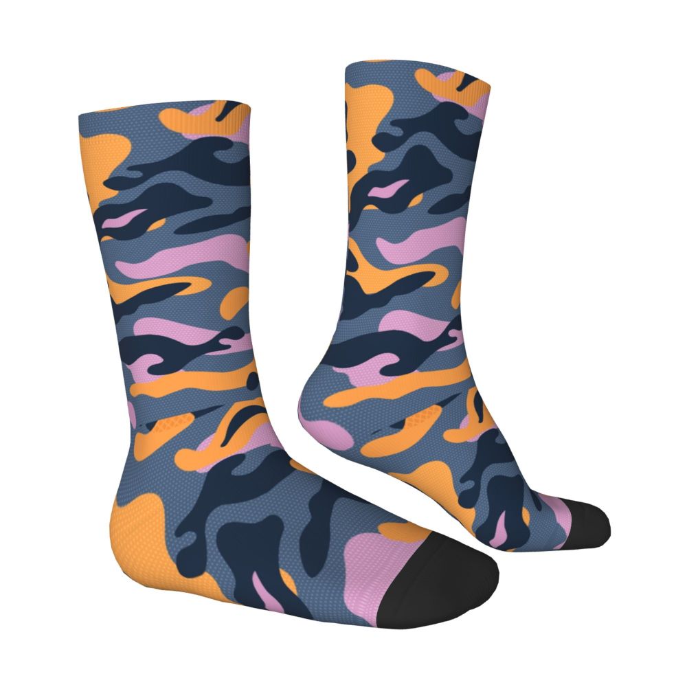 Camo Style Black Military Camouflage Dress Socks Men Women Warm Funny Novelty Crew Socks