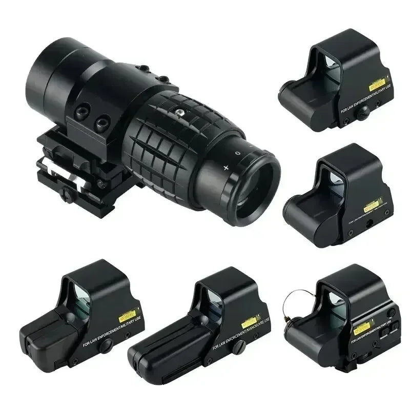 558 Holographic Scope 558+3x Tactical Optics Sights with Flip-up Quick Detachable Red/Green Dot Hunting Airsoft 3x Magnifier