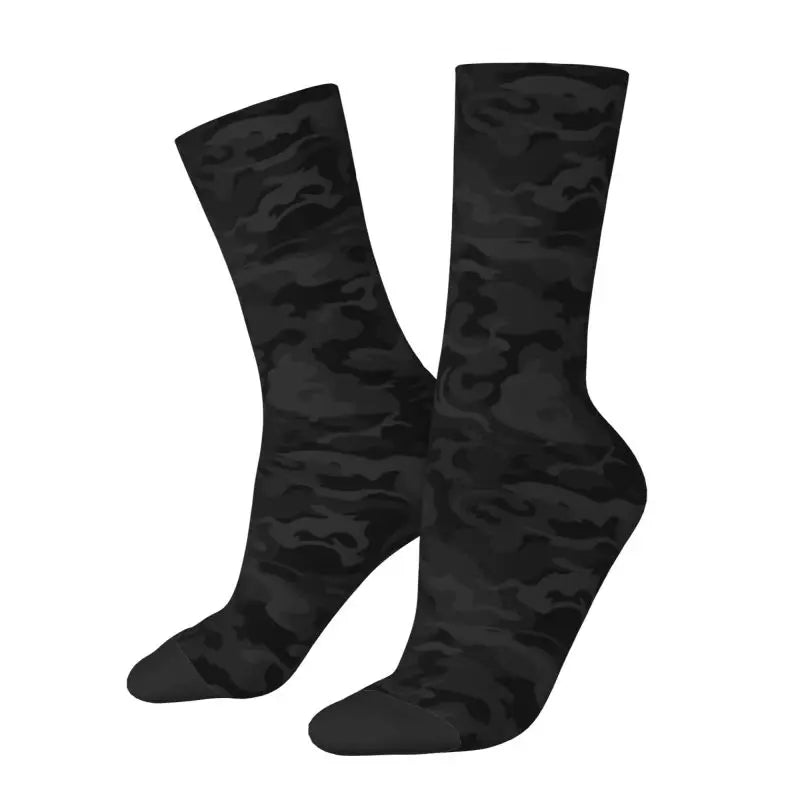 Camo Style Black Military Camouflage Dress Socks Men Women Warm Funny Novelty Crew Socks