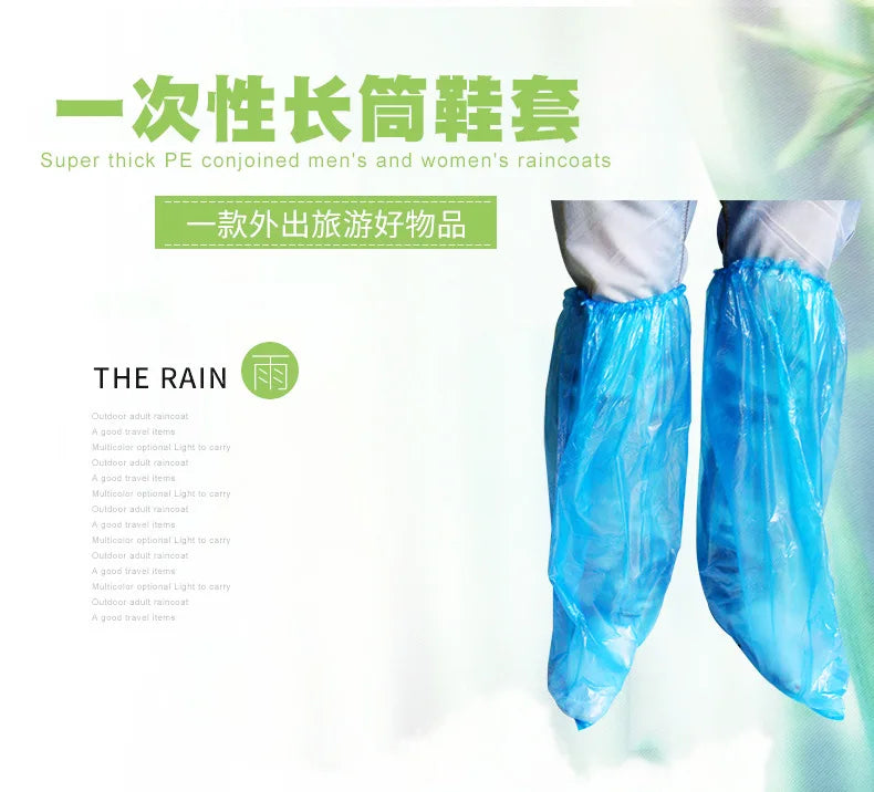 10/25/50pairs Durable Waterproof Thick Plastic Disposable Rain Shoe Covers High-Top Boot Ship Waterproof Pollution Prevention