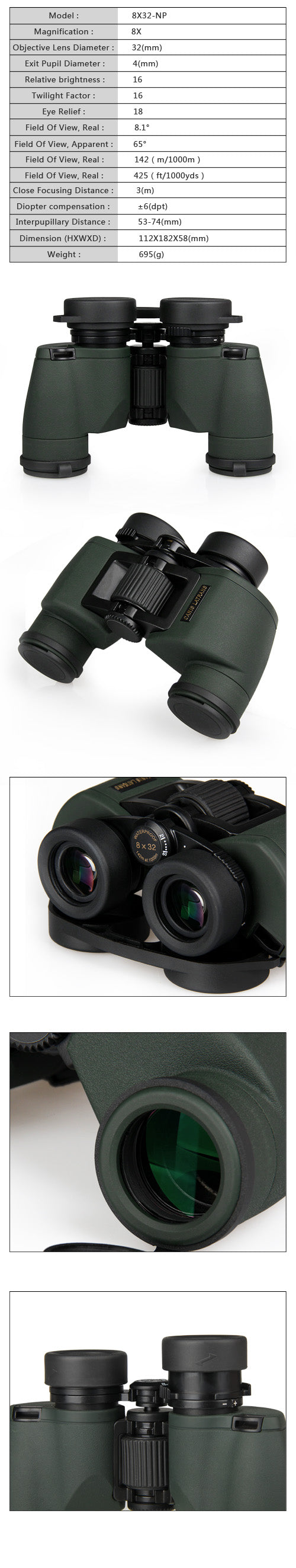 E.T Dragon 6.5x32-NP hunting telescope 8x32-NP binoculars zoom binoculars outdoor travel shooting hunting camping GZ3-0056