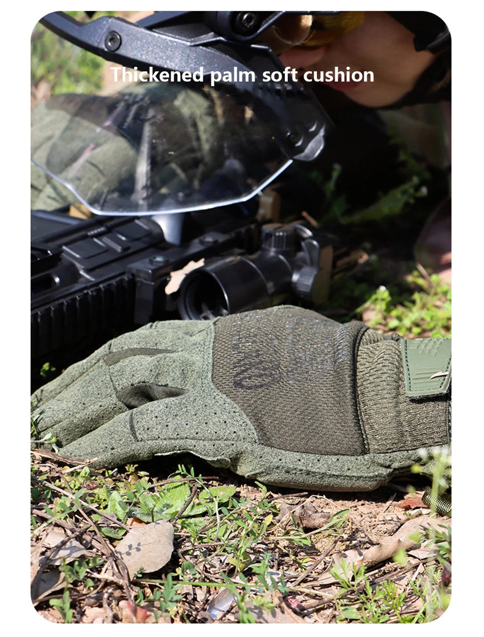 Men Tactical Gloves Airsoft Full Finger Gloves Outdoor Touchable Hiking Cycling Combat Shooting Camouflage Anti-Skid Mittens