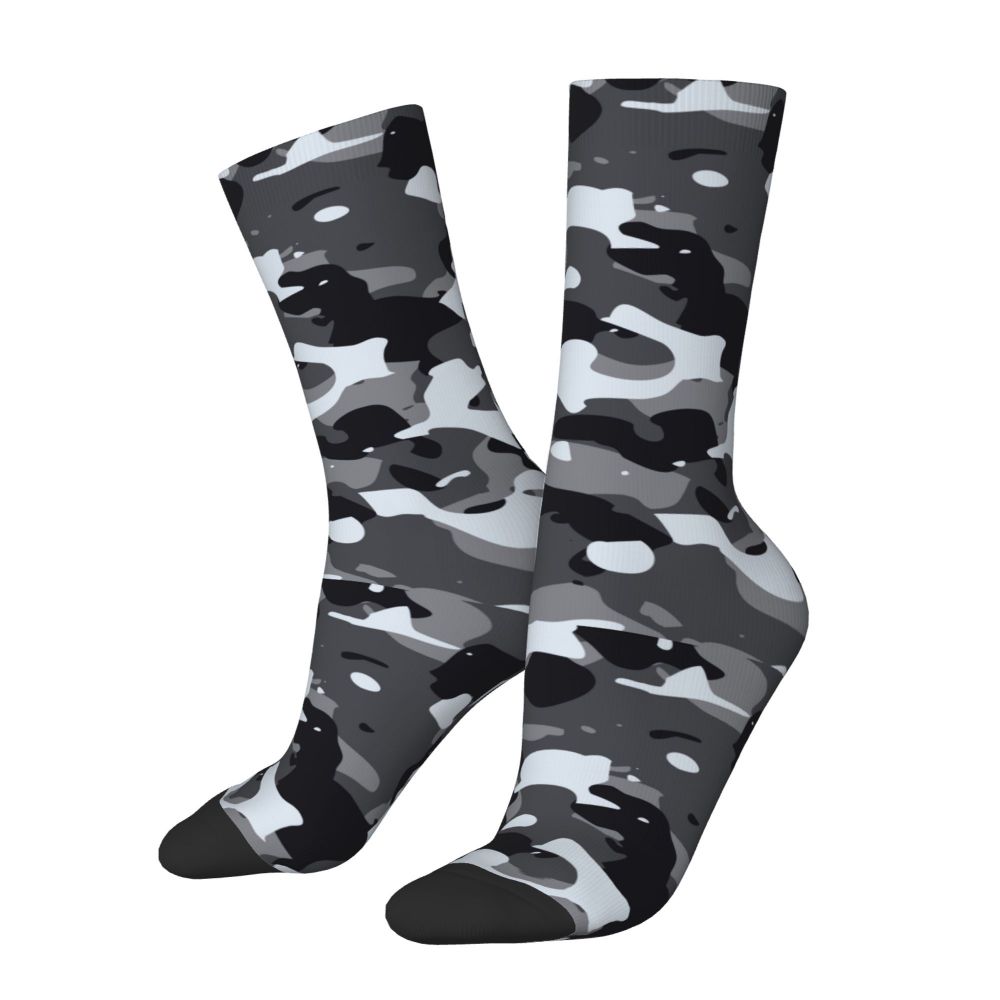 Camo Style Black Military Camouflage Dress Socks Men Women Warm Funny Novelty Crew Socks