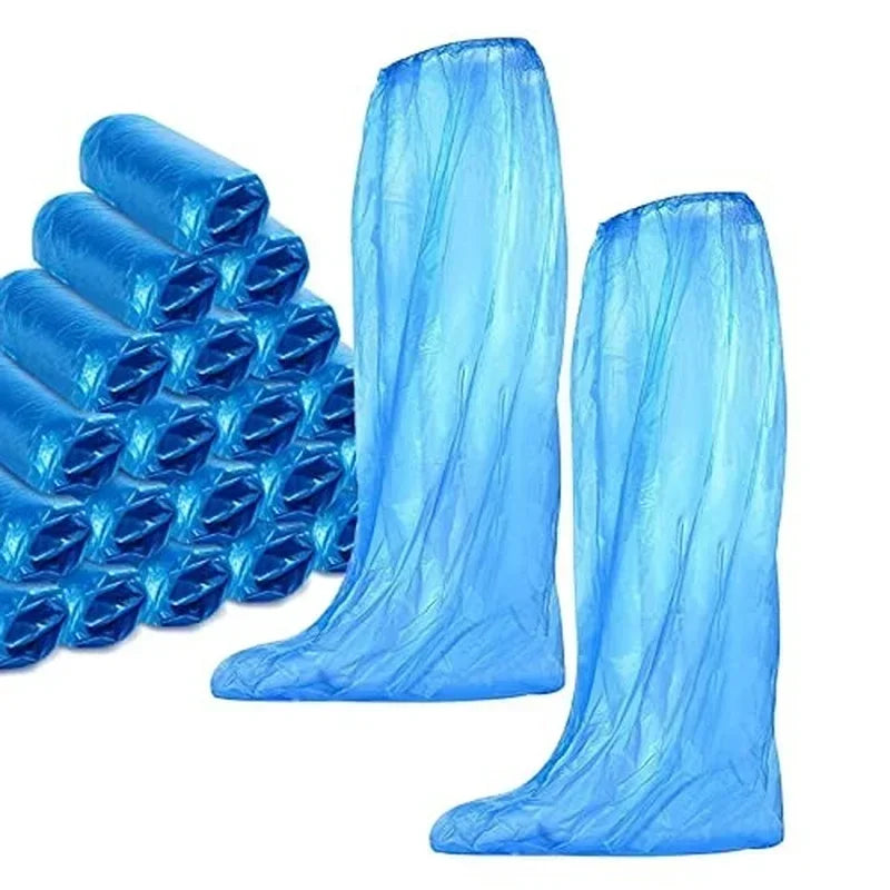 10/25/50pairs Durable Waterproof Thick Plastic Disposable Rain Shoe Covers High-Top Boot Ship Waterproof Pollution Prevention