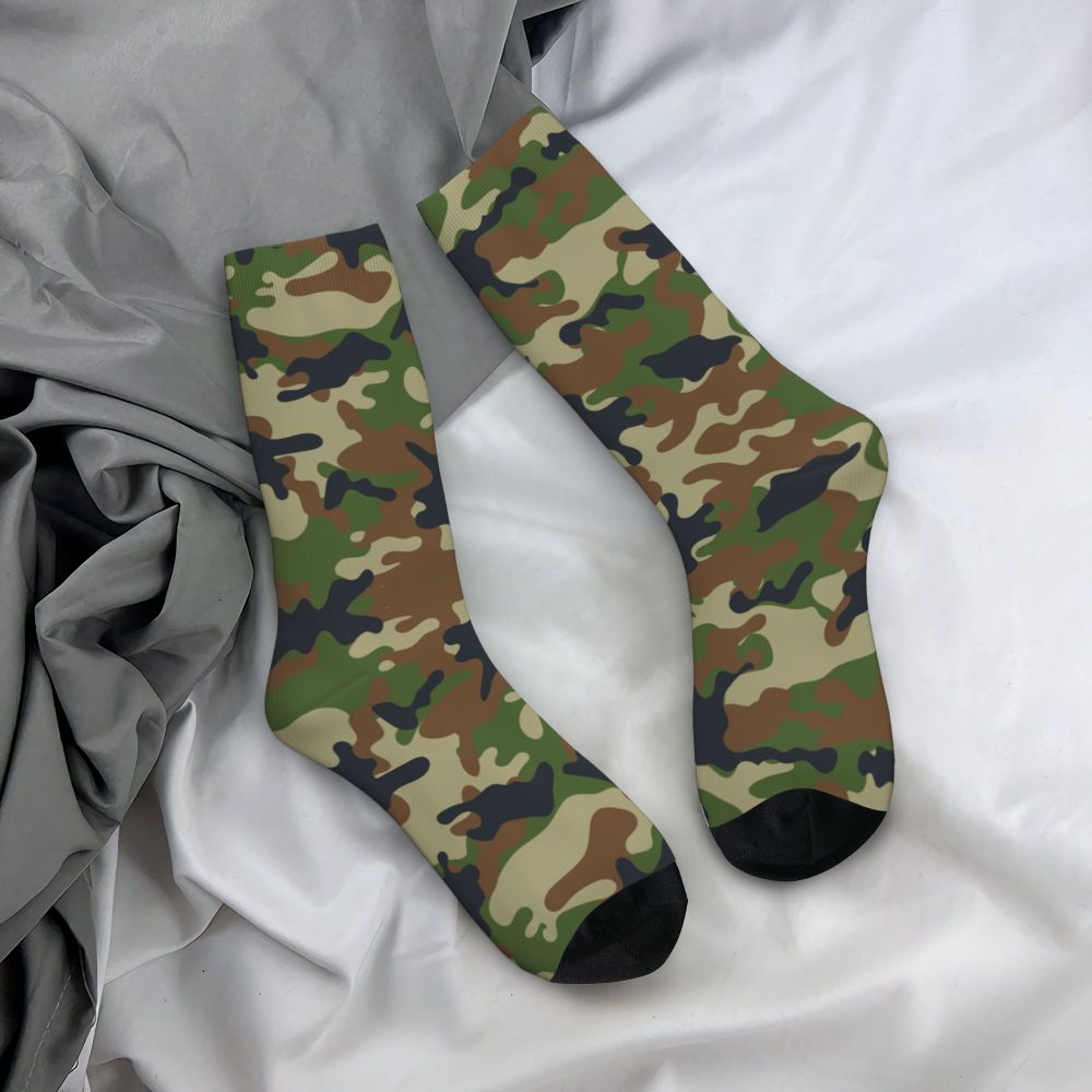 Camo Style Black Military Camouflage Dress Socks Men Women Warm Funny Novelty Crew Socks