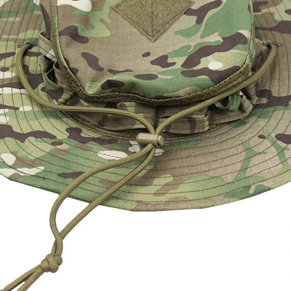 Men's Panama Hat Bucket Hat Tactical Sunscreen Camouflage Outdoor Travel Climbing Fishing Caps Training Beach Men's Hiking Hat