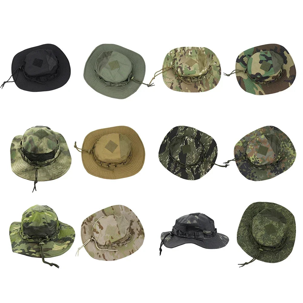 Men's Panama Hat Bucket Hat Tactical Sunscreen Camouflage Outdoor Travel Climbing Fishing Caps Training Beach Men's Hiking Hat