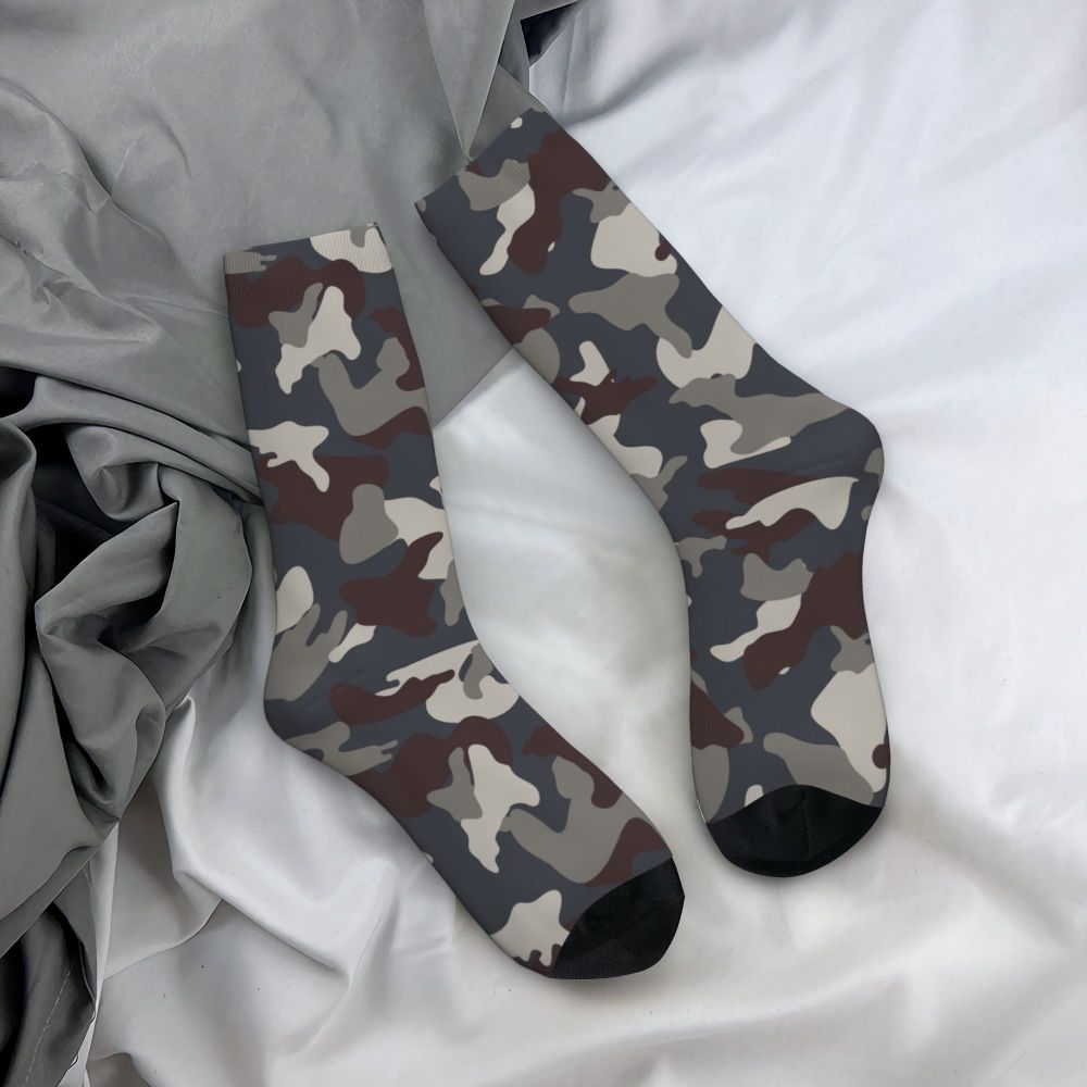 Camo Style Black Military Camouflage Dress Socks Men Women Warm Funny Novelty Crew Socks