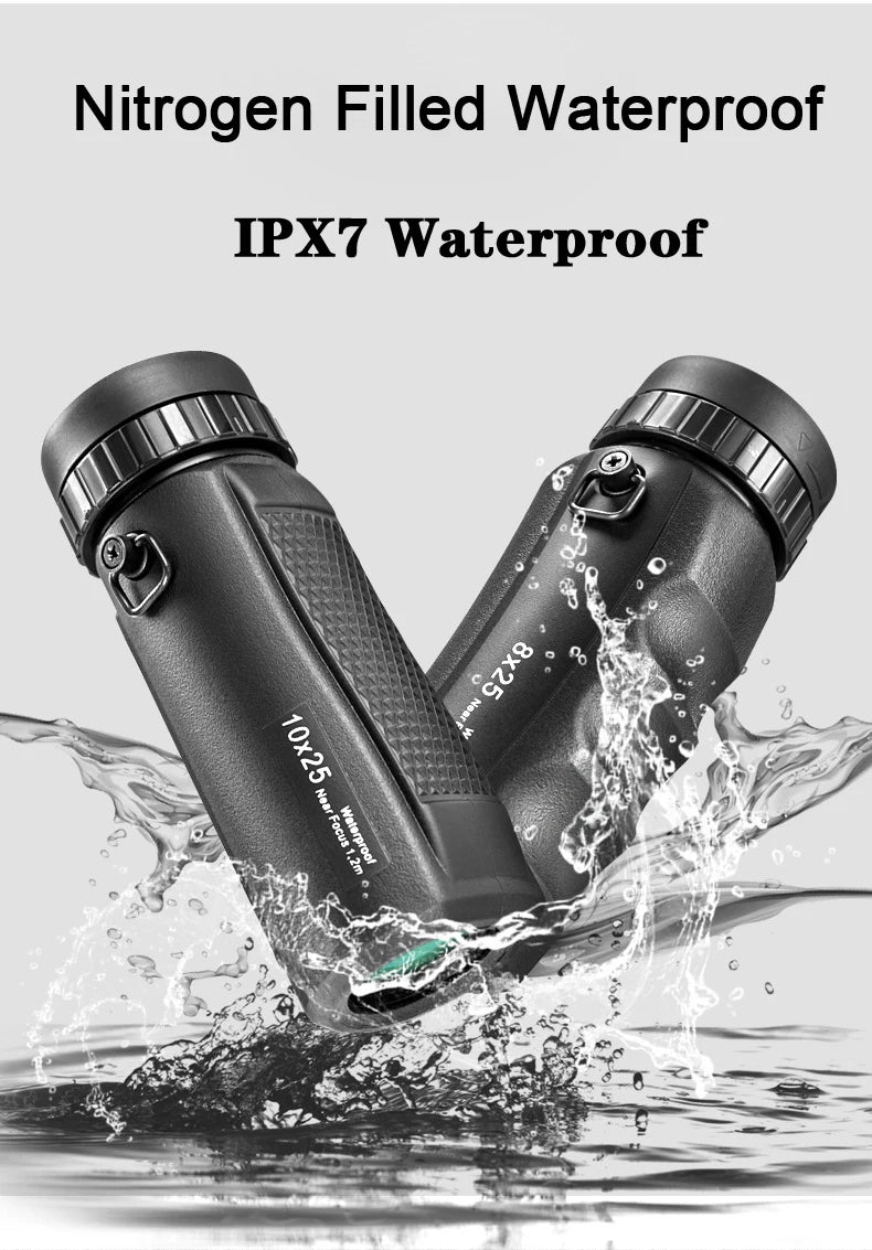 Powerful Mini 8X25 10X25 Monocular Telescope HD Portable IPX7 Waterproof SMC Coated Outdoor Pocket Compact Binocular For Tourism