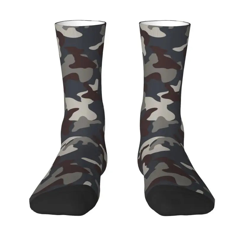 Camo Style Black Military Camouflage Dress Socks Men Women Warm Funny Novelty Crew Socks