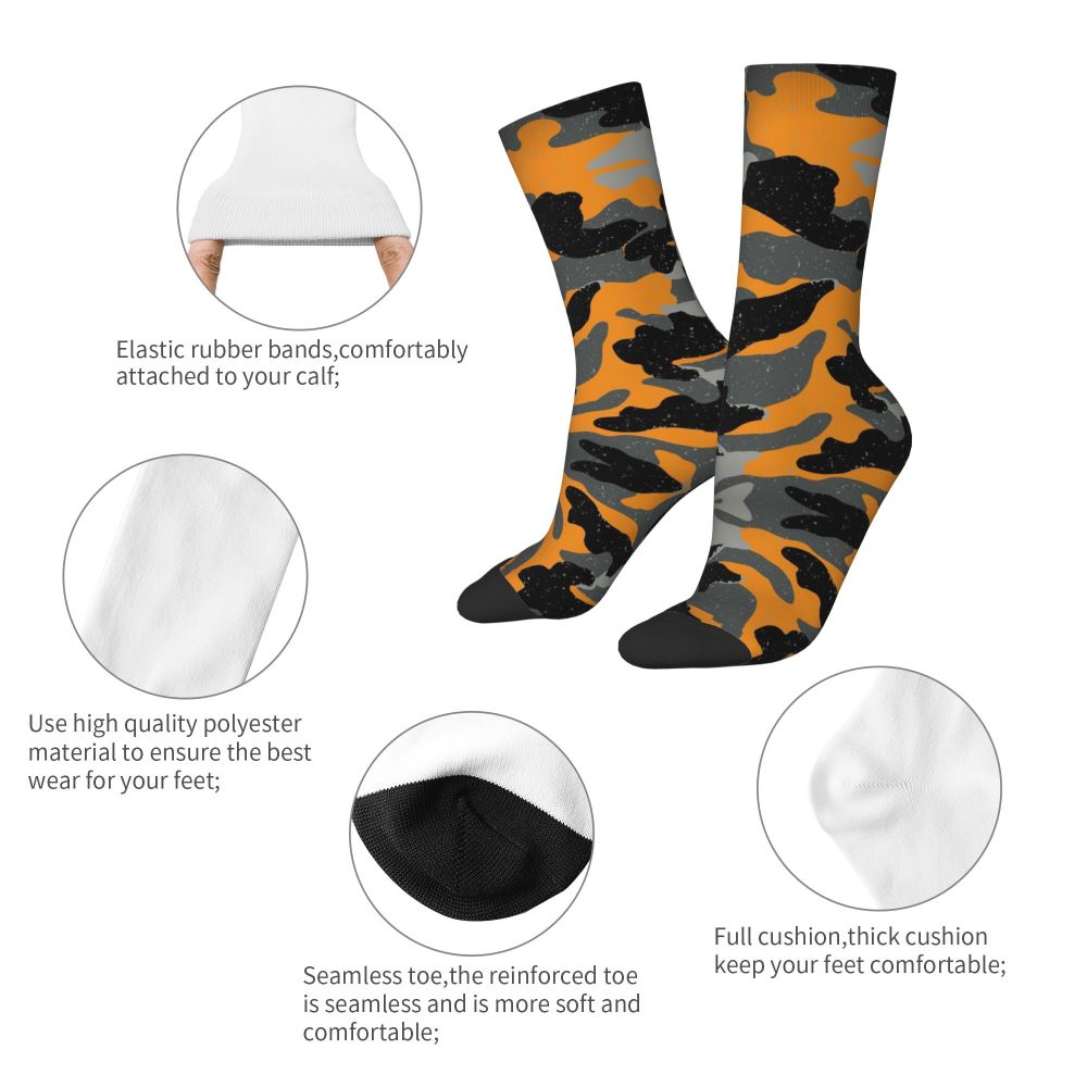 Camo Style Black Military Camouflage Dress Socks Men Women Warm Funny Novelty Crew Socks