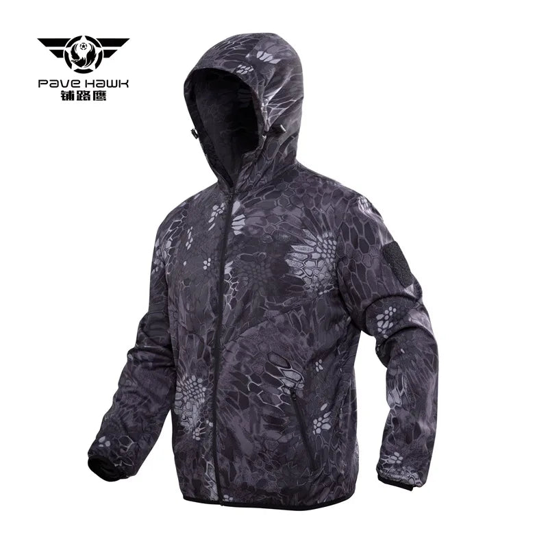 Outdoor Hooded Skin Suit Men's UV Resistant Tactical Combat Camouflage Sunscreen Suit Breathable Hiking Climbing Fishing Jacket