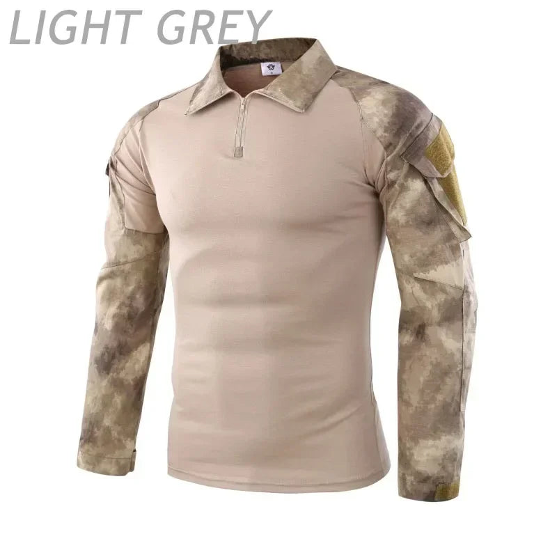 Combat Uniform Shirt Camouflage US Asian Size S-4XL Cargo Sport Tops Airsoft Paintball Tactical Men Camo Waterproof Shirts