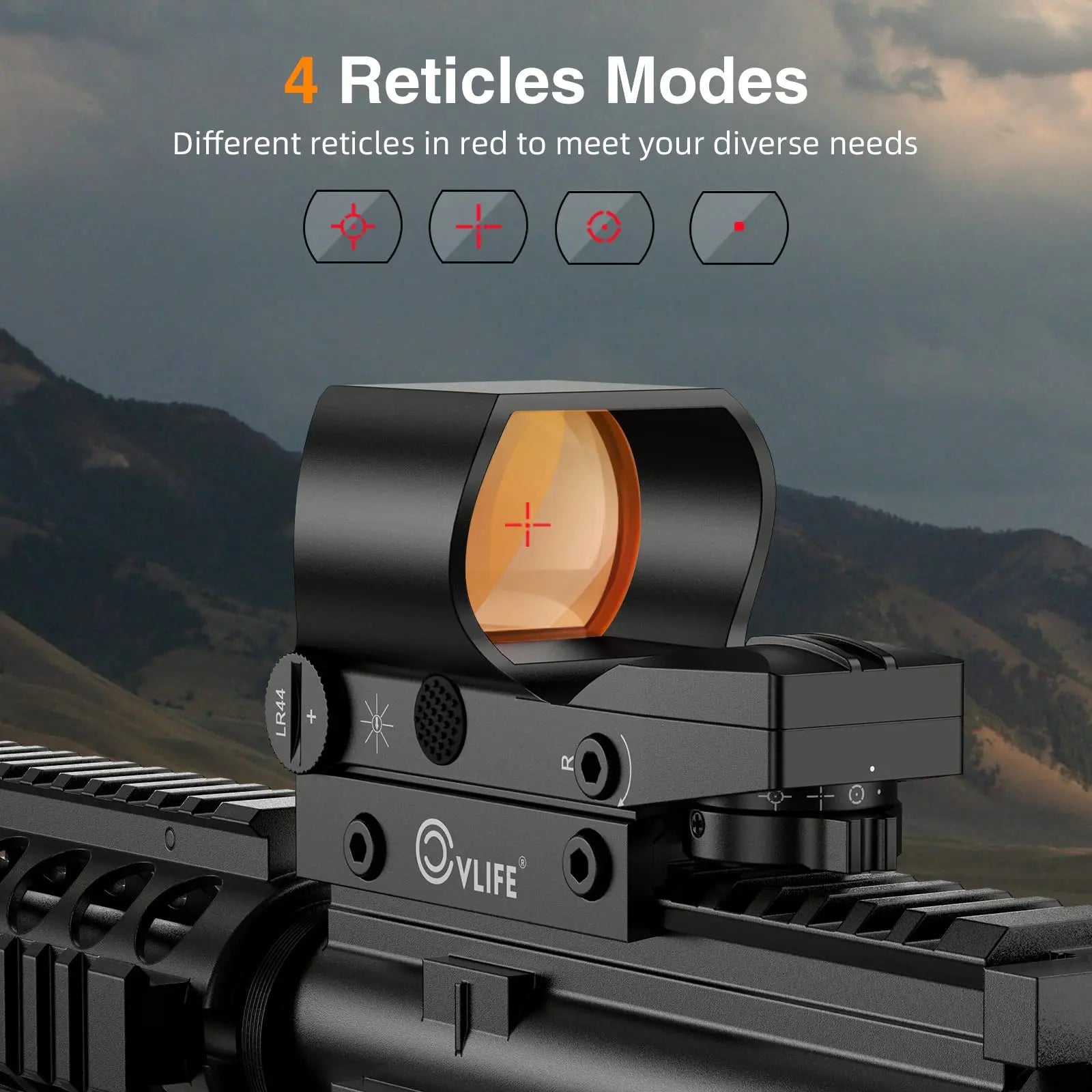 MidTen Rifle Scope Hunting 1x28x40 Red Dot Sight 4 Adjustable Reticles 20mm Picatinny Rail Optics Absolute Co-Witness