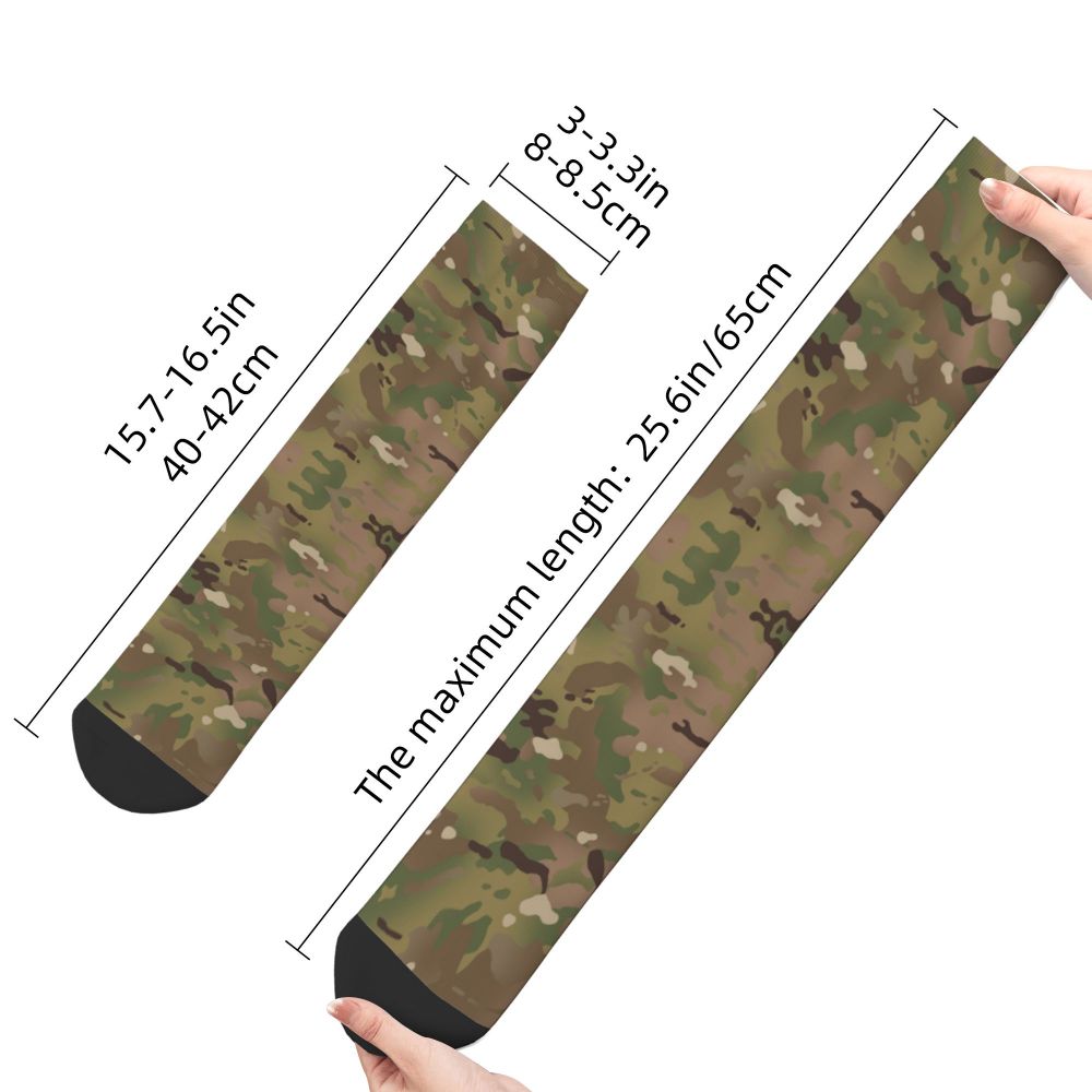 Camo Style Black Military Camouflage Dress Socks Men Women Warm Funny Novelty Crew Socks