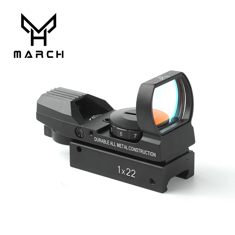 March1X22X33 Reflex Red Dot 11/20mm 4 Reticle Rail Riflescope Hunting Optics Holographic Red Dot Sight Tactical Scope Collimator