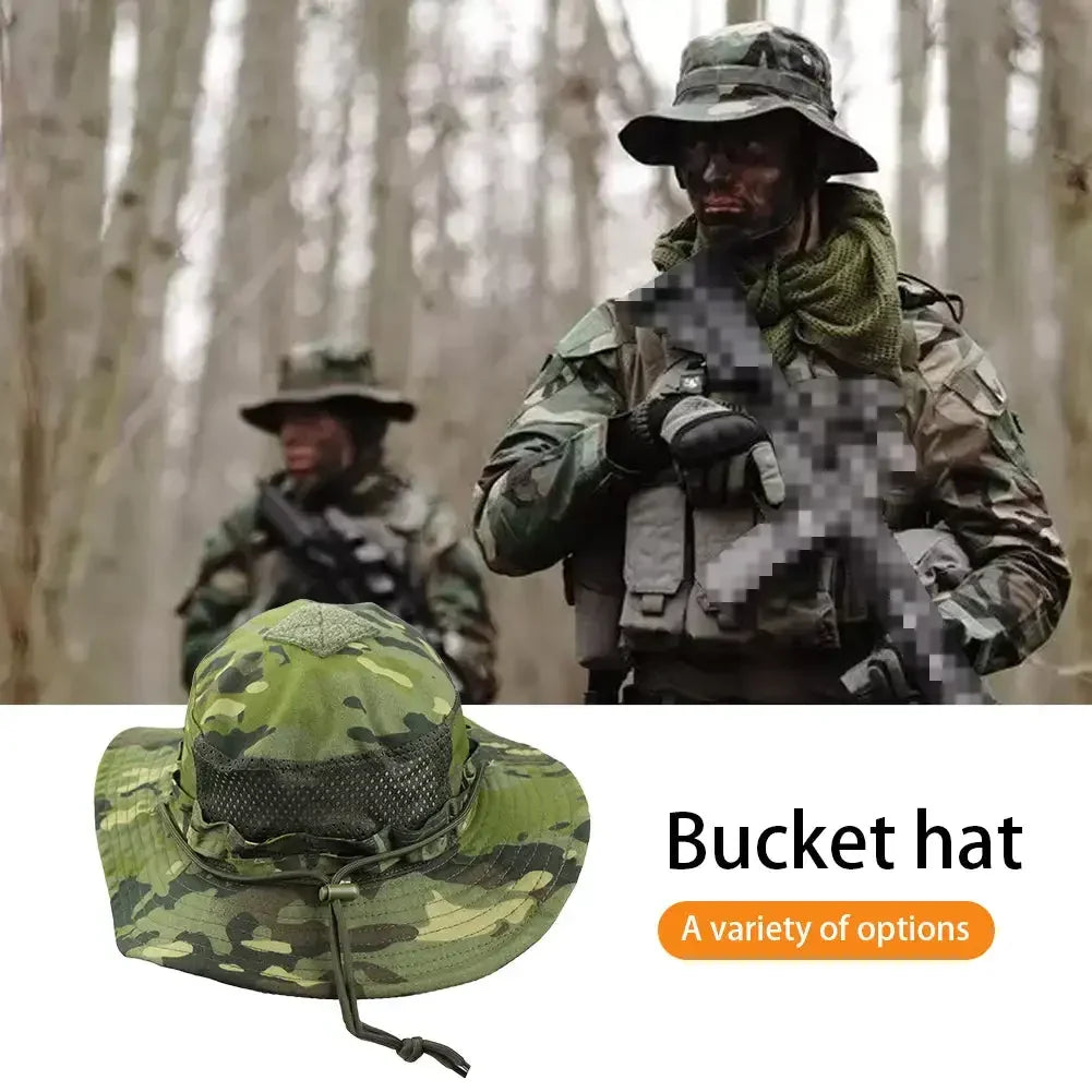 Men's Panama Hat Bucket Hat Tactical Sunscreen Camouflage Outdoor Travel Climbing Fishing Caps Training Beach Men's Hiking Hat