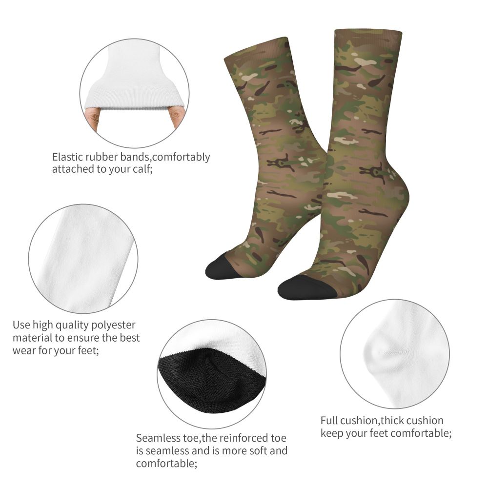 Camo Style Black Military Camouflage Dress Socks Men Women Warm Funny Novelty Crew Socks