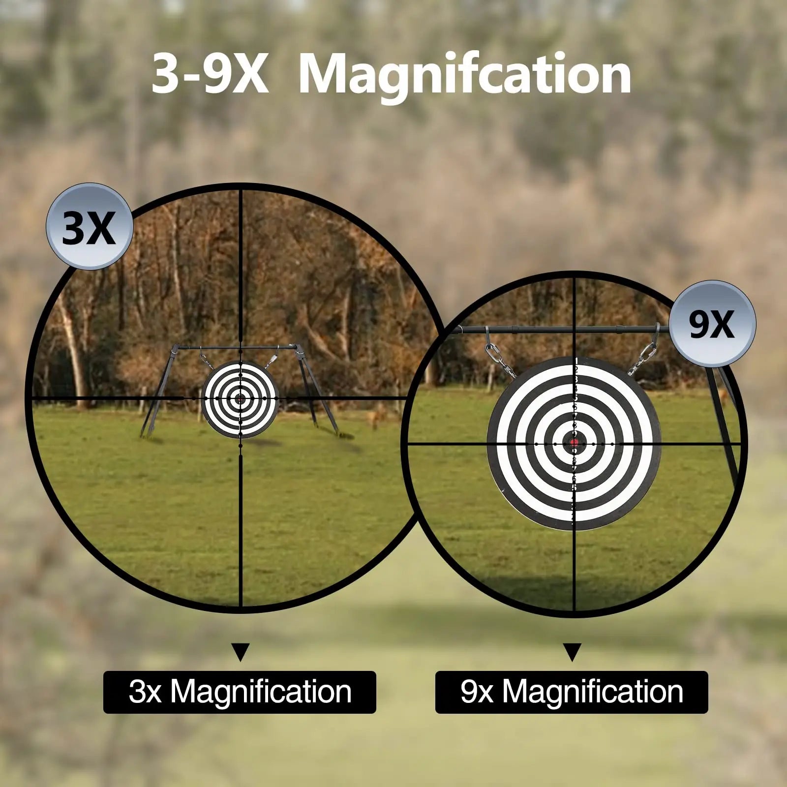 MidTen Rifle Scope 3-9x40 Compact Crosshair Reticle Free Mounts Quick Aiming Mil-dot Reticle 9X Hunting Riflescope Optics Sniper