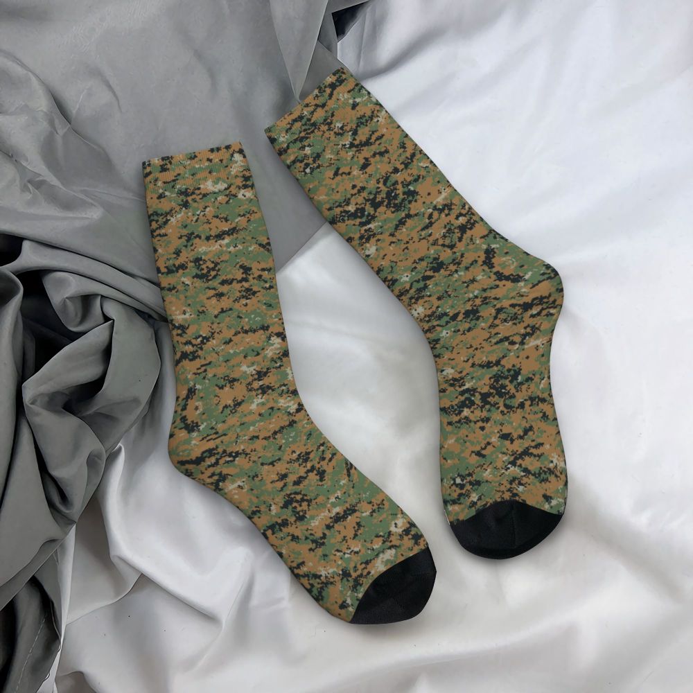 Camo Style Black Military Camouflage Dress Socks Men Women Warm Funny Novelty Crew Socks