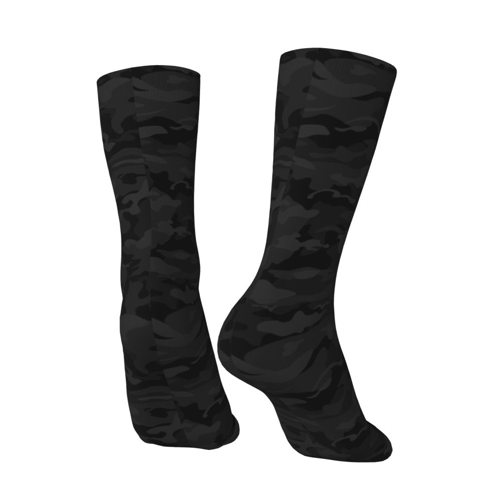 Camo Style Black Military Camouflage Dress Socks Men Women Warm Funny Novelty Crew Socks