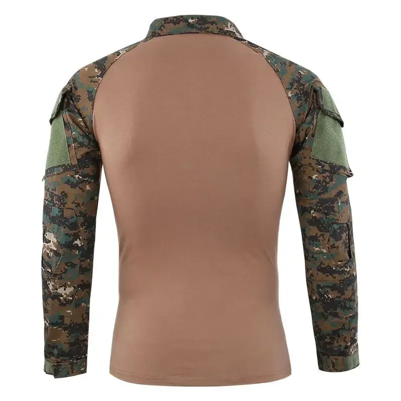 Combat Uniform Shirt Camouflage US Asian Size S-4XL Cargo Sport Tops Airsoft Paintball Tactical Men Camo Waterproof Shirts