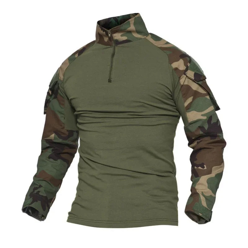 Combat Uniform Shirt Camouflage US Asian Size S-4XL Cargo Sport Tops Airsoft Paintball Tactical Men Camo Waterproof Shirts