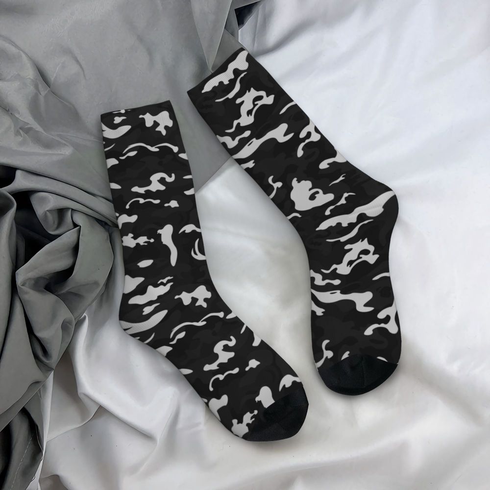 Camo Style Black Military Camouflage Dress Socks Men Women Warm Funny Novelty Crew Socks