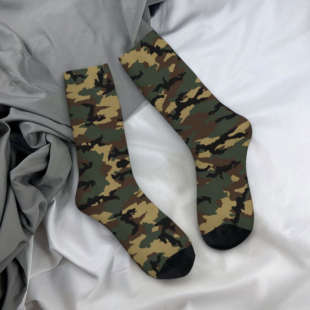 Camo Style Black Military Camouflage Dress Socks Men Women Warm Funny Novelty Crew Socks