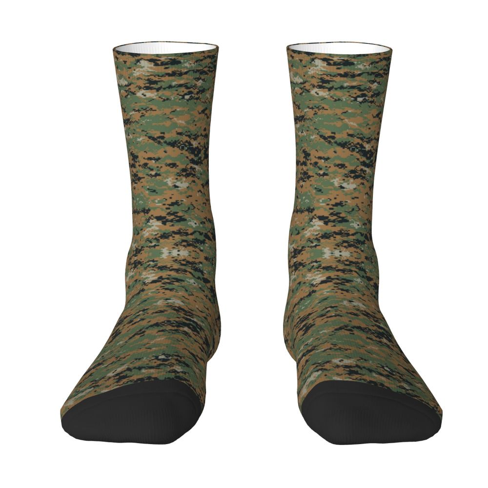 Camo Style Black Military Camouflage Dress Socks Men Women Warm Funny Novelty Crew Socks