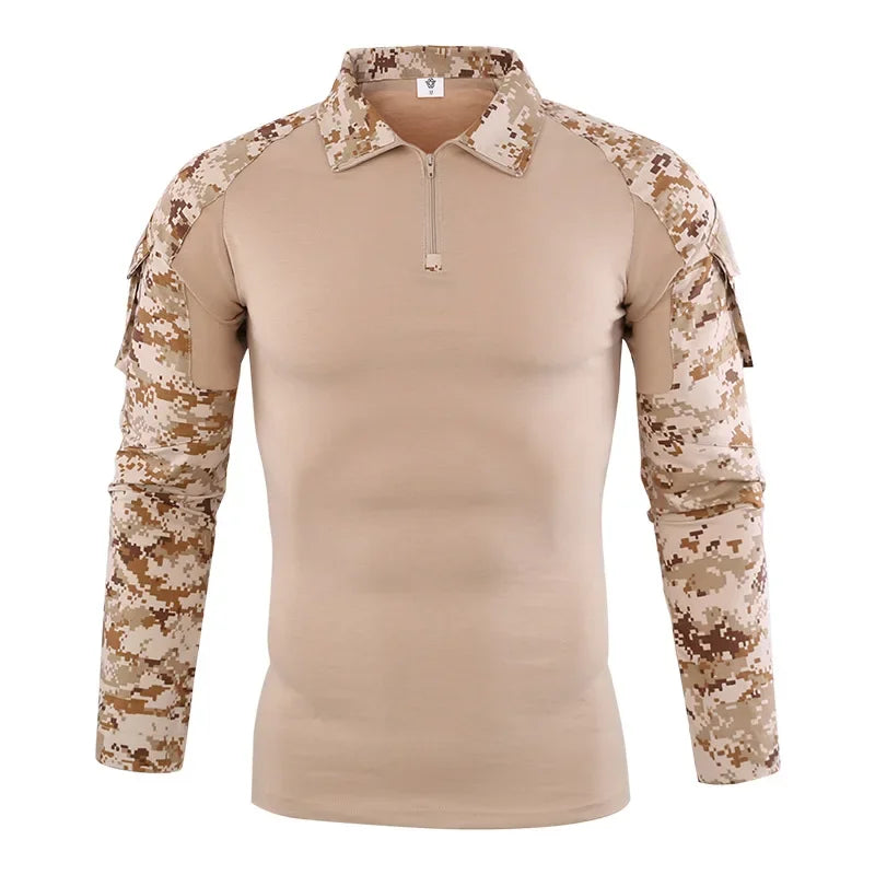 Combat Uniform Shirt Camouflage US Asian Size S-4XL Cargo Sport Tops Airsoft Paintball Tactical Men Camo Waterproof Shirts