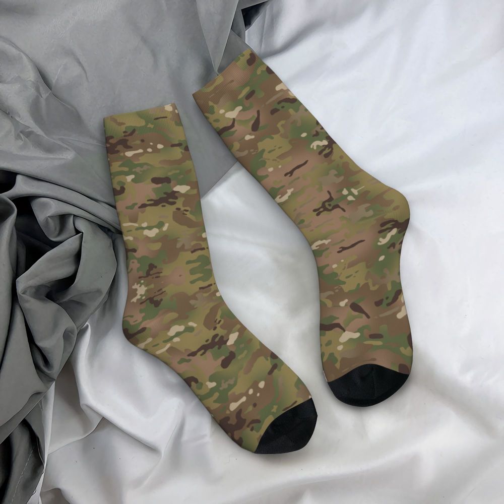 Camo Style Black Military Camouflage Dress Socks Men Women Warm Funny Novelty Crew Socks