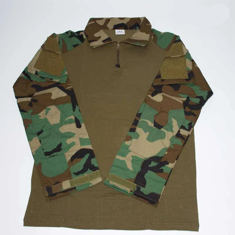 Combat Uniform Shirt Camouflage US Asian Size S-4XL Cargo Sport Tops Airsoft Paintball Tactical Men Camo Waterproof Shirts