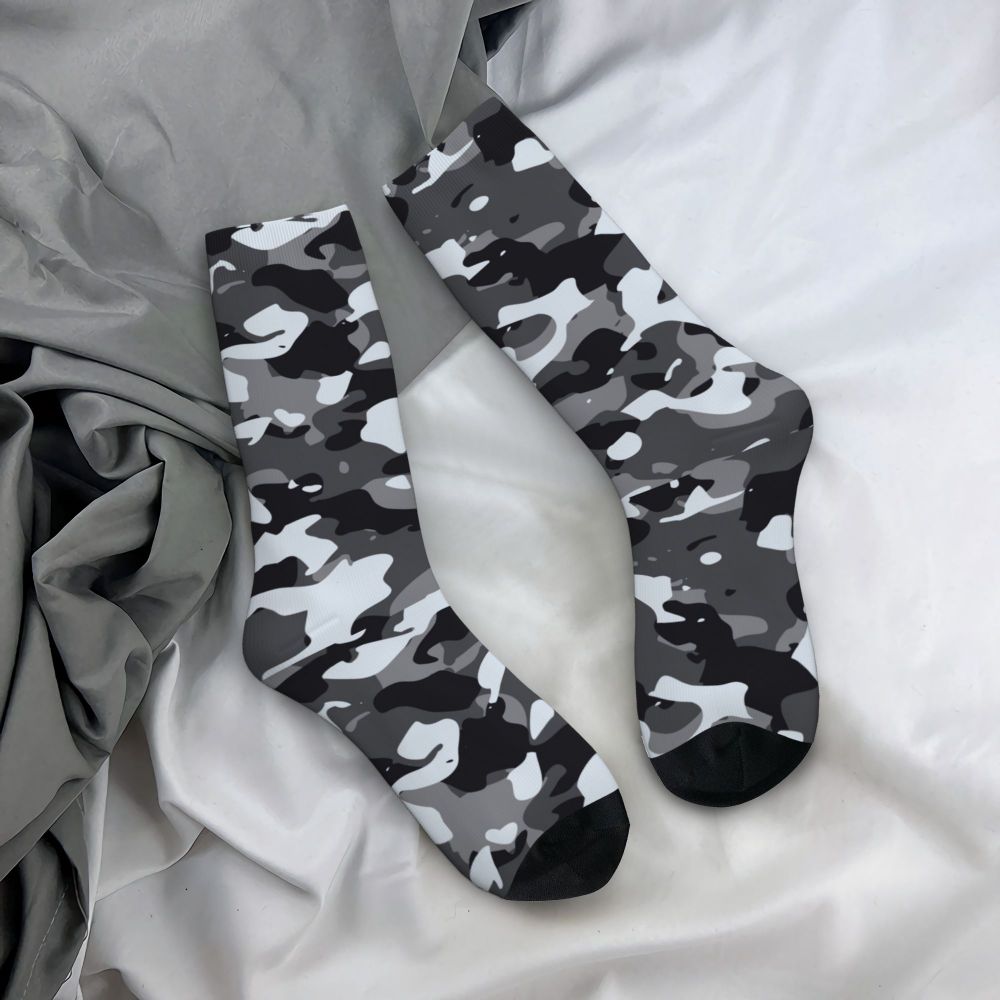 Camo Style Black Military Camouflage Dress Socks Men Women Warm Funny Novelty Crew Socks