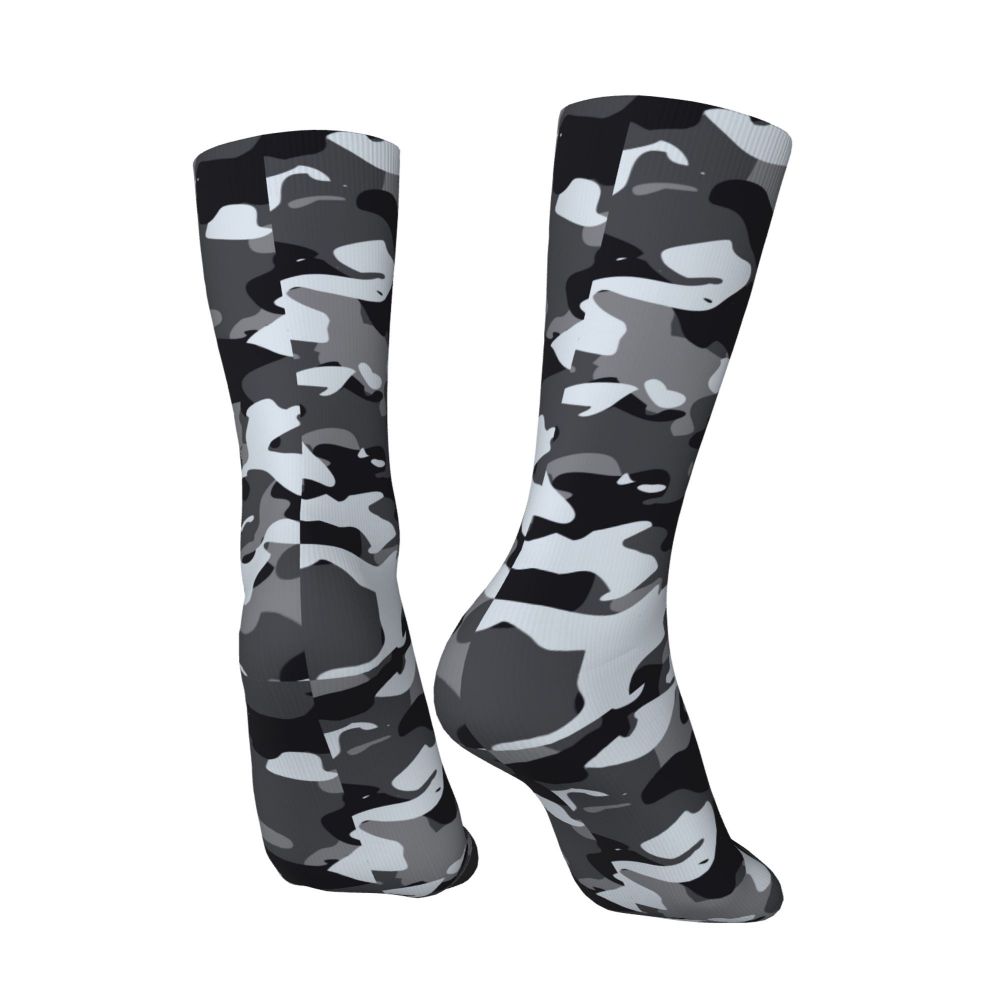 Camo Style Black Military Camouflage Dress Socks Men Women Warm Funny Novelty Crew Socks